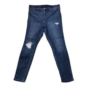 Hollister Womens Ultra High-Rise Jean Legging W33 L28 Blue Denim Distressed